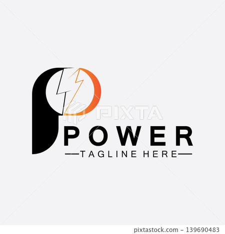 Letter P thunder power logo vector illustration design 139690483