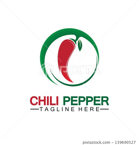 Chili pepper logo vector icon illustration design template 139690527