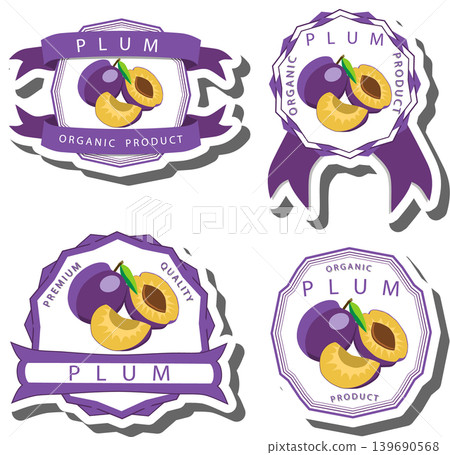 Fruit theme from set juicy delicious plum of various sizes Fruit theme from set juicy delicious plum of various sizes 139690568