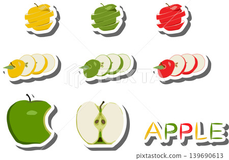 Fruit theme from set juicy delicious apple of various sizes Fruit theme from set juicy delicious apple of various sizes 139690613