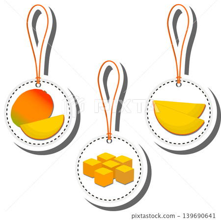 Fruit theme from set juicy delicious mango of various sizes 139690641