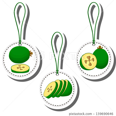 Fruit theme from set juicy delicious feijoa of various sizes Fruit theme from set juicy delicious feijoa of various sizes 139690646