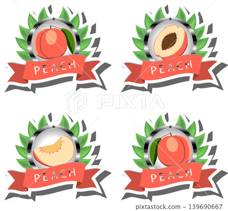 Fruit theme from set juicy delicious peach of various sizes Fruit theme from set juicy delicious peach of various sizes 139690667