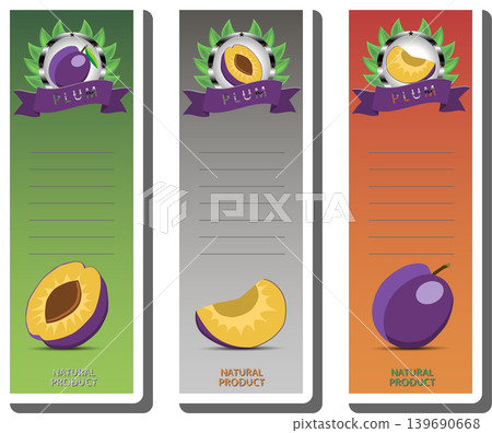 Fruit theme from set juicy delicious plum of various sizes Fruit theme from set juicy delicious plum of various sizes 139690668