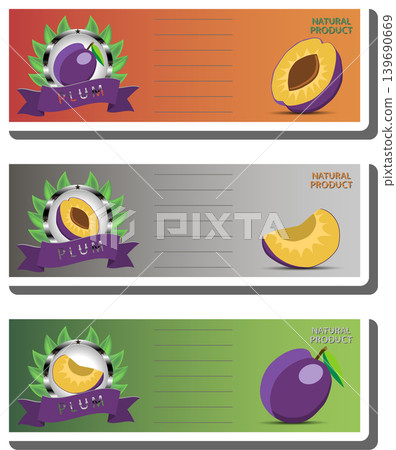 Fruit theme from set juicy delicious plum of various sizes Fruit theme from set juicy delicious plum of various sizes 139690669