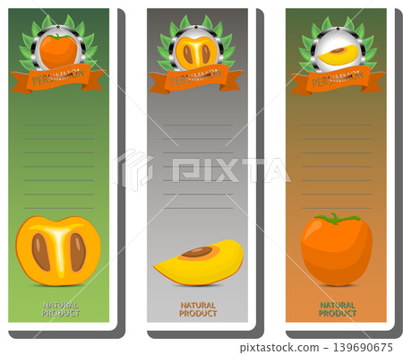 Fruit theme from set juicy delicious persimmon of various sizes 139690675