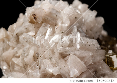 Macro mineral stone Baryta On Fluorite On a black background 139690812