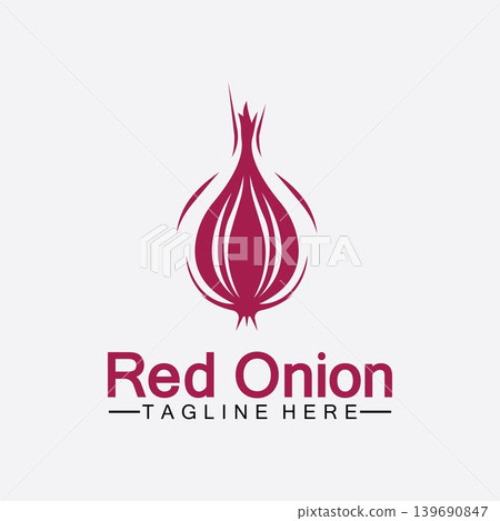 Red onion logo vector icon illustration design template Red onion logo vector icon illustration design template 139690847