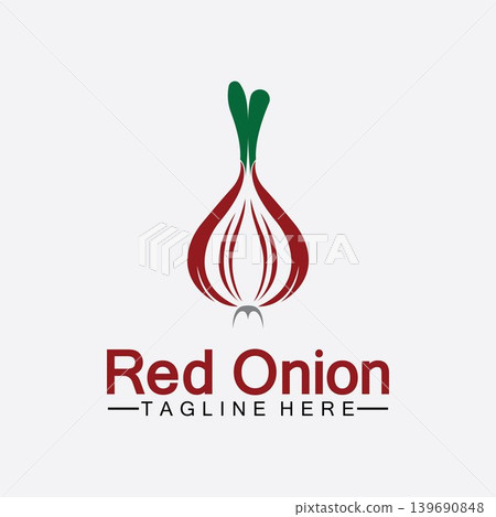 Red onion logo vector icon illustration design template Red onion logo vector icon illustration design template 139690848