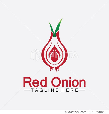 Red onion logo vector icon illustration design template Red onion logo vector icon illustration design template 139690850