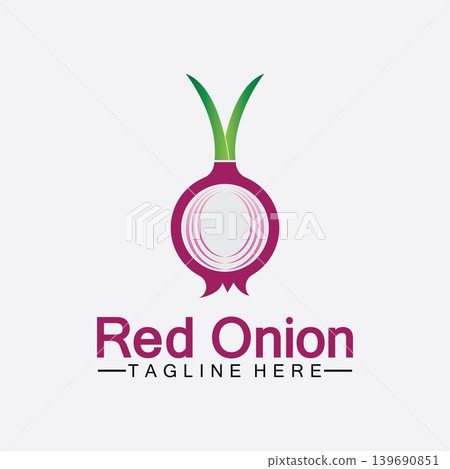 Red onion logo vector icon illustration design template Red onion logo vector icon illustration design template 139690851