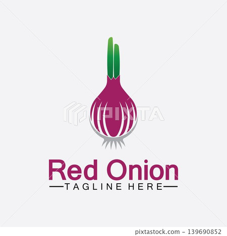Red onion logo vector icon illustration design template Red onion logo vector icon illustration design template 139690852