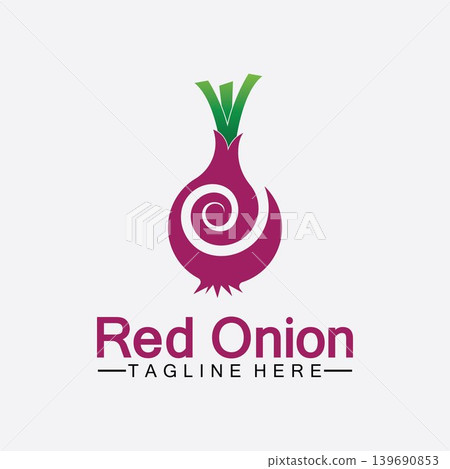Red onion logo vector icon illustration design template Red onion logo vector icon illustration design template 139690853