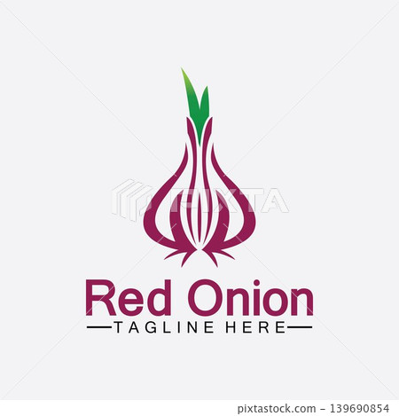 Red onion logo vector icon illustration design template Red onion logo vector icon illustration design template 139690854