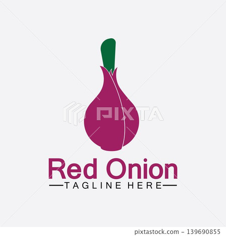 Red onion logo vector icon illustration design template Red onion logo vector icon illustration design template 139690855
