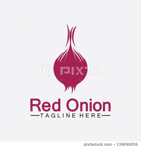 Red onion logo vector icon illustration design template Red onion logo vector icon illustration design template 139690856