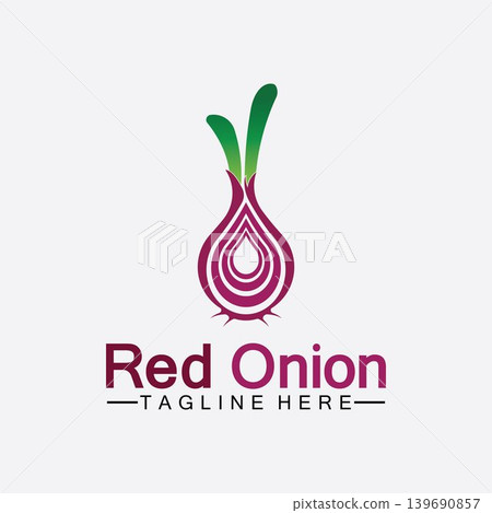 Red onion logo vector icon illustration design template Red onion logo vector icon illustration design template 139690857