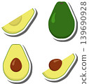 Fruit theme from set juicy delicious avocado of various sizes 139690928
