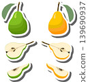 Fruit theme from set juicy delicious pear of various sizes 139690937