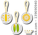 Fruit theme from set juicy delicious corn of various sizes 139690940