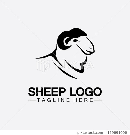 Sheep head logo vector icon illustration design template 139691006