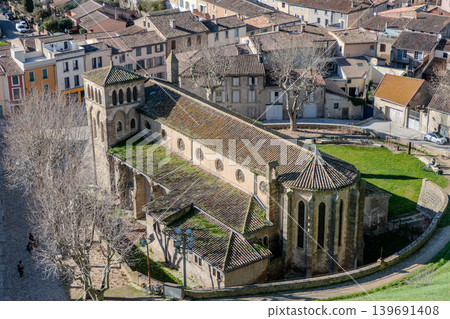 Aerial view of Saint-Gimer Church in Carcassonne, France 139691408
