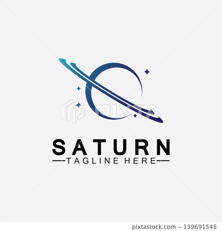 Planet Saturn logo vector illustration design. Planet logo template. Space logo vector 139691548