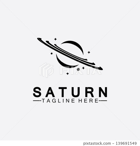 Planet Saturn logo vector illustration design. Planet logo template. Space logo vector 139691549