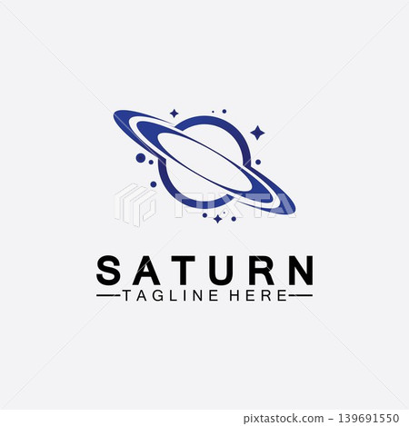 Planet Saturn logo vector illustration design. Planet logo template. Space logo vector 139691550