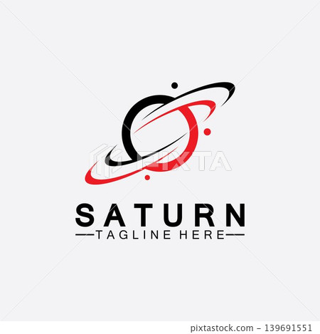 Planet Saturn logo vector illustration design. Planet logo template. Space logo vector 139691551