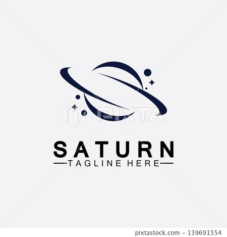 Planet Saturn logo vector illustration design. Planet logo template. Space logo vector 139691554