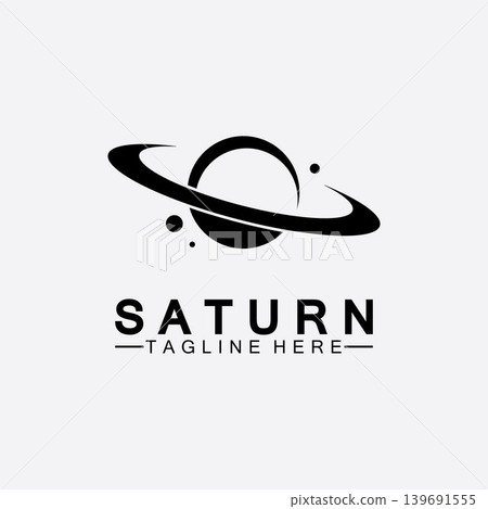 Planet Saturn logo vector illustration design. Planet logo template. Space logo vector 139691555
