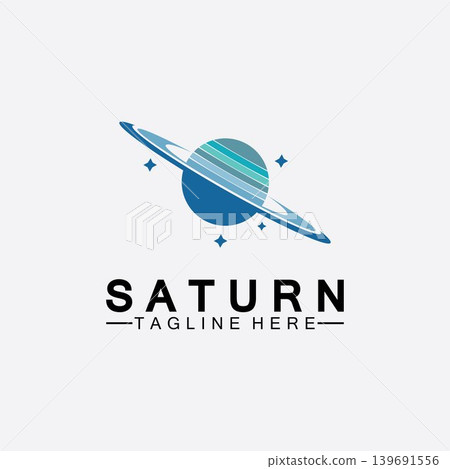 Planet Saturn logo vector illustration design. Planet logo template. Space logo vector 139691556