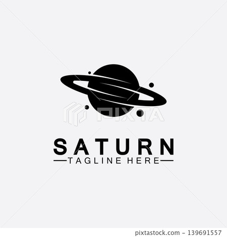 Planet Saturn logo vector illustration design. Planet logo template. Space logo vector 139691557
