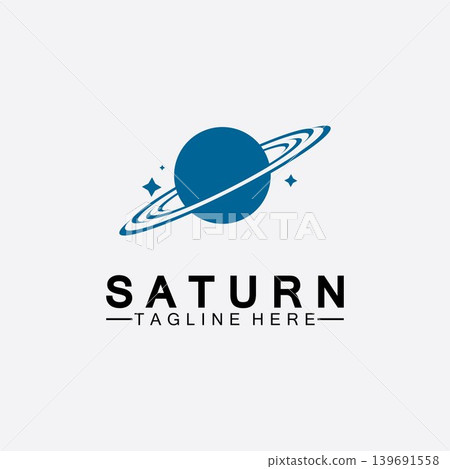 Planet Saturn logo vector illustration design. Planet logo template. Space logo vector 139691558
