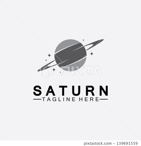 Planet Saturn logo vector illustration design. Planet logo template. Space logo vector 139691559