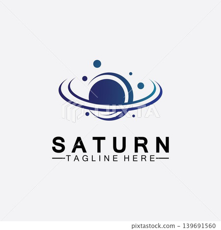 Planet Saturn logo vector illustration design. Planet logo template. Space logo vector 139691560