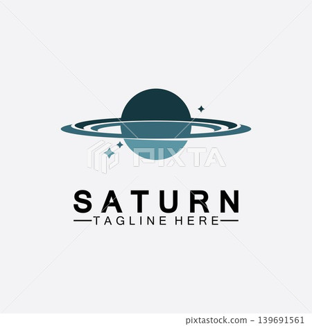 Planet Saturn logo vector illustration design. Planet logo template. Space logo vector 139691561