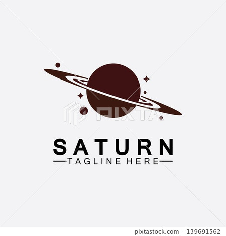 Planet Saturn logo vector illustration design. Planet logo template. Space logo vector 139691562