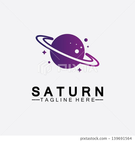 Planet Saturn logo vector illustration design. Planet logo template. Space logo vector 139691564