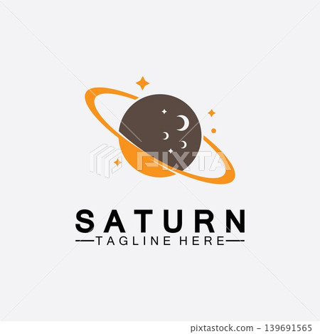 Planet Saturn logo vector illustration design. Planet logo template. Space logo vector 139691565