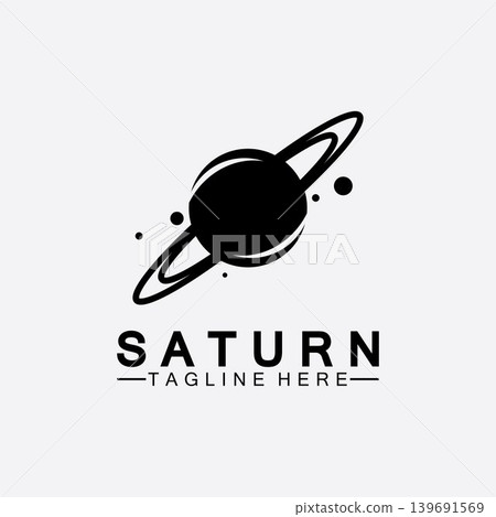Planet Saturn logo vector illustration design. Planet logo template. Space logo vector 139691569