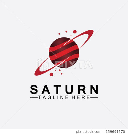 Planet Saturn logo vector illustration design. Planet logo template. Space logo vector 139691570