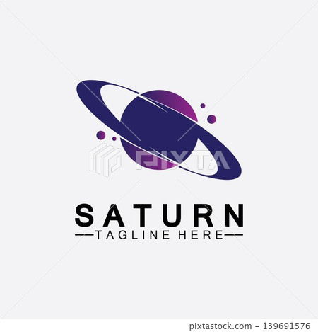 Planet Saturn logo vector illustration design. Planet logo template. Space logo vector 139691576