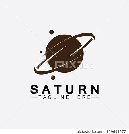 Planet Saturn logo vector illustration design. Planet logo template. Space logo vector 139691577