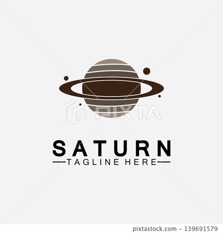 Planet Saturn logo vector illustration design. Planet logo template. Space logo vector 139691579