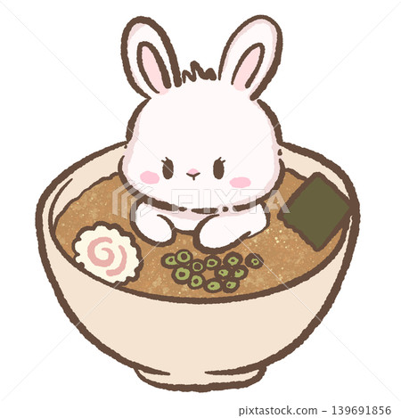 Kawaii Bunny Ramen Bowl Clipart Cute White Rabbit Sitting In Noodle Soup With Nori Narutomaki And Green Onion Japanese Food Illustration Kawaii Bunny Ramen Bowl Clipart Cute White Rabbit Sitting In Noodle Soup With Nori Narutomaki And Green Onion Japanese Food Illustration 139691856