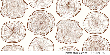 Tree trunk ring seamless pattern luxury wood background Hand drawn tree ring boundless wallpaper Tree trunk ring seamless pattern luxury wood background Hand drawn tree ring boundless wallpaper 139691929