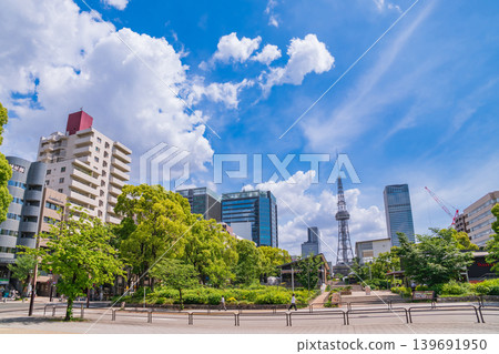 A view of Hisaya-Odori Park and the Chubu Electric Power Mirai Tower (Nagoya City, Aichi Prefecture) A view of Hisaya-Odori Park and the Chubu Electric Power Mirai Tower (Nagoya City, Aichi Prefecture) 139691950