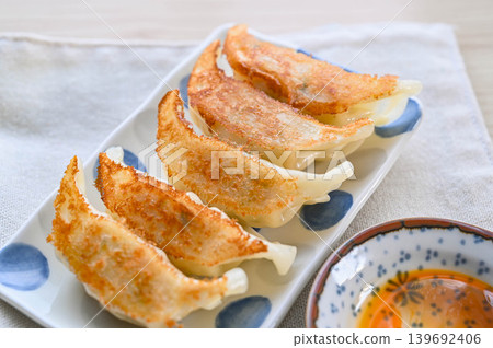 Fried dumplings served on a plate Fried dumplings served on a plate 139692406